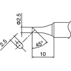 Hakko T18-CSF25. Soldering tip Shape-2.5CS This type has good heat transfer with short tip end design, tinned cut surface only.