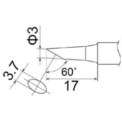 Hakko T22-C3. Soldering tip Shape-3C * Heavy Duty Type