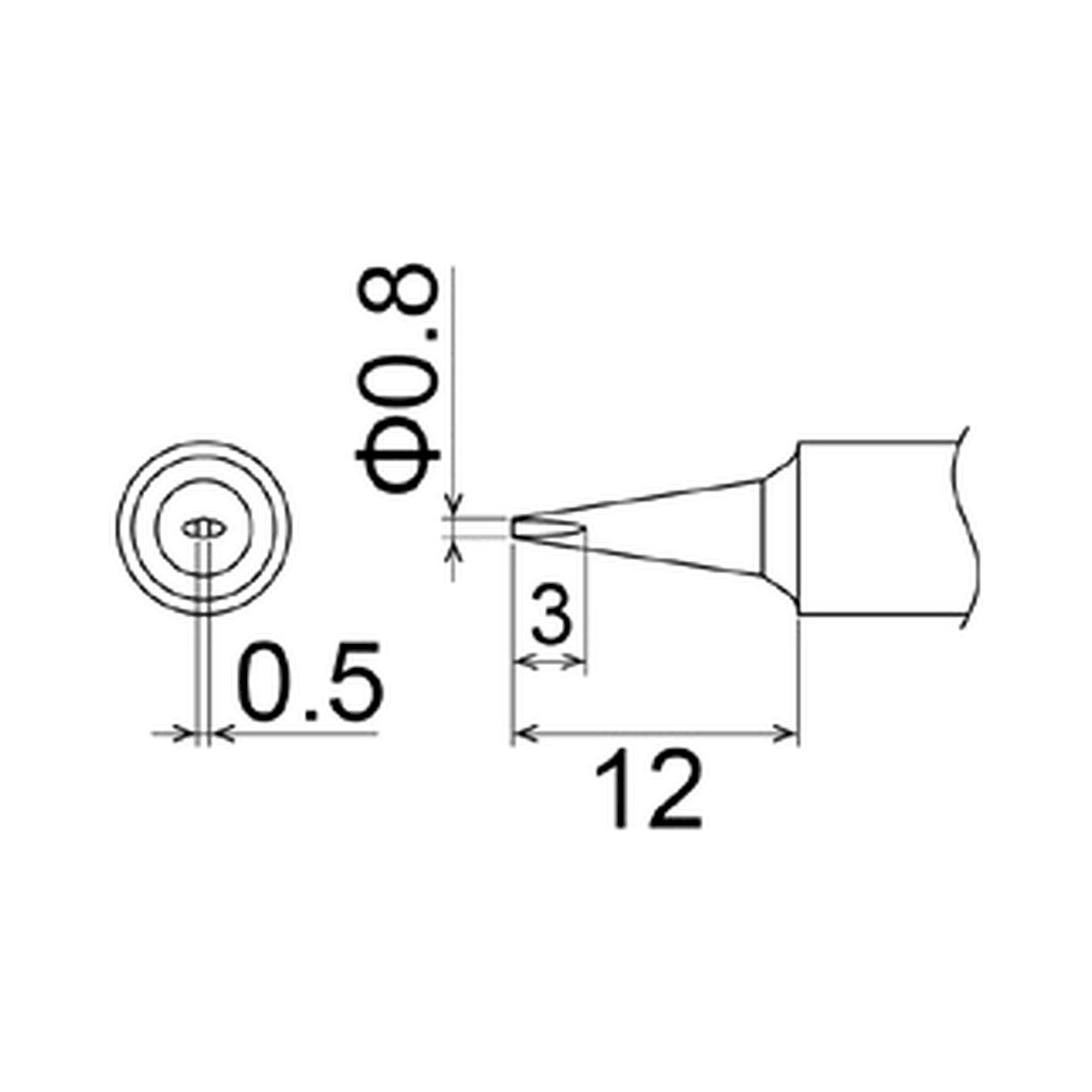 Hakko T22-D08. Soldering tip Shape-0.8D * Heavy Duty Type