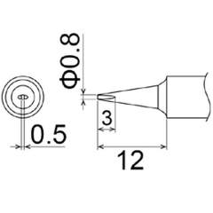 Hakko T22-D08. Soldering tip Shape-0.8D * Heavy Duty Type