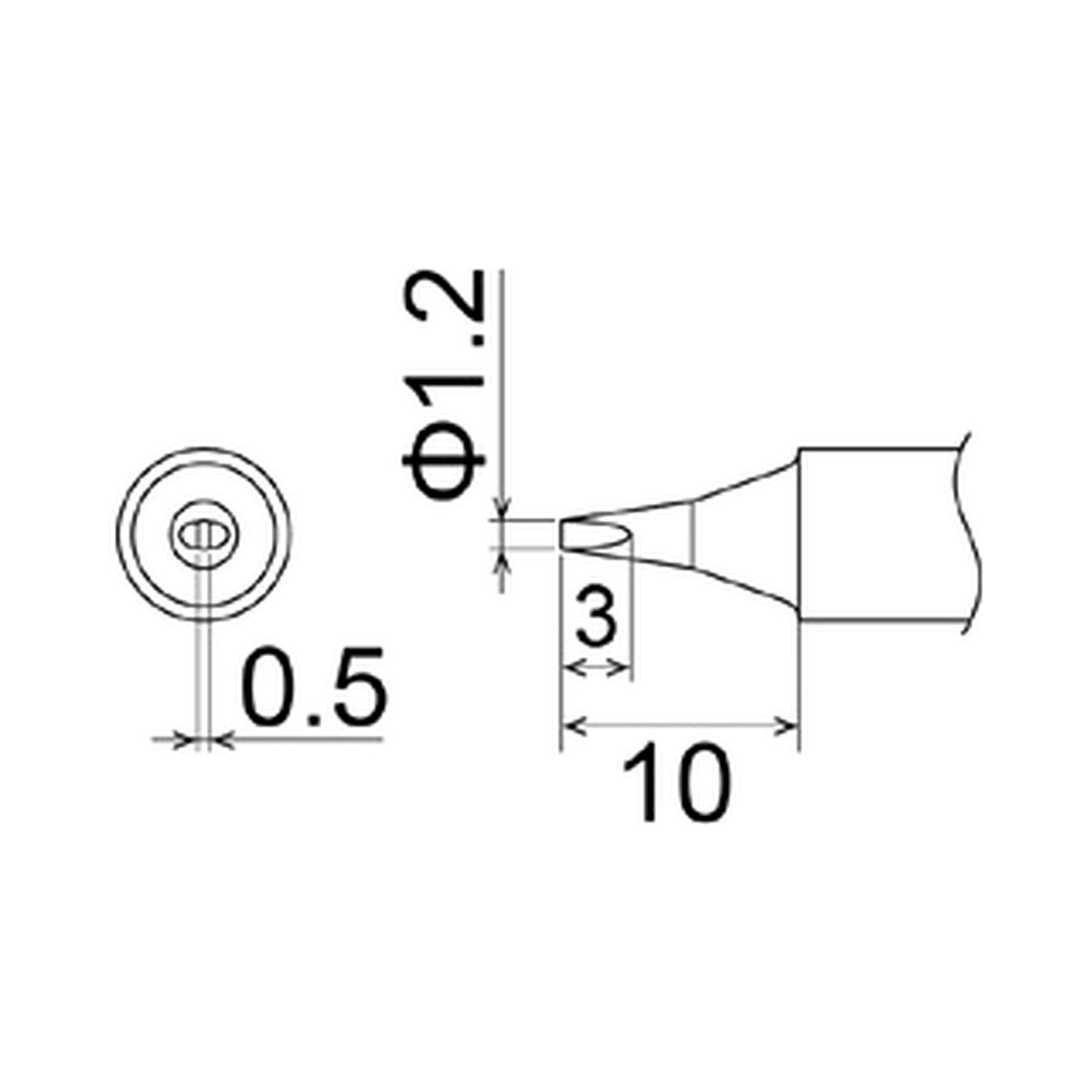 Hakko T22-D12. Soldering tip Shape-1.2D * Heavy Duty Type