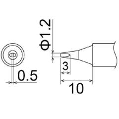 Hakko T22-D12. Soldering tip Shape-1.2D * Heavy Duty Type