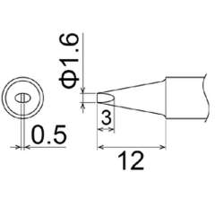 Hakko T22-D16. Soldering tip Shape-1.6D * Heavy Duty Type