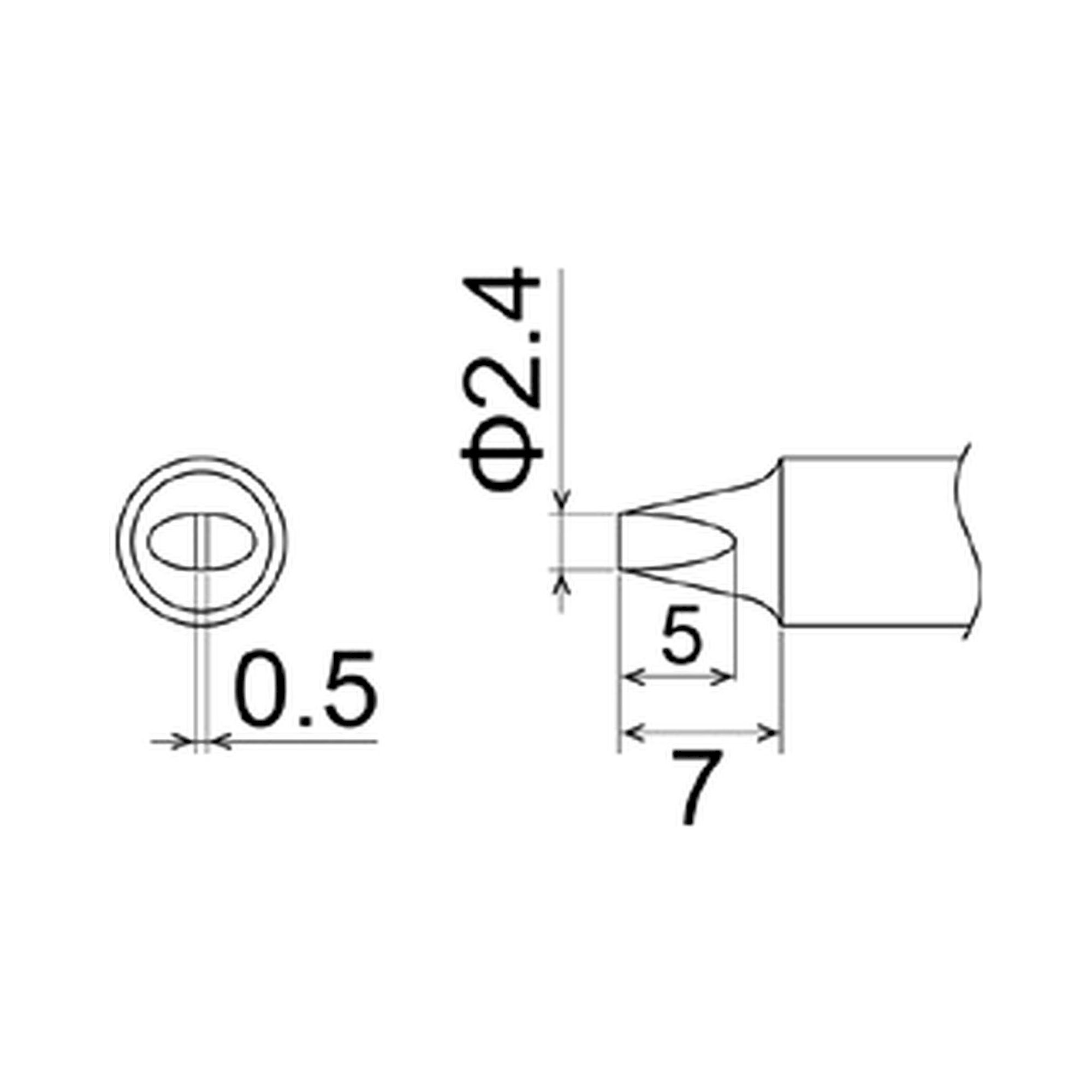 Hakko T22-D24. Soldering tip Shape-2.4D * Heavy Duty Type
