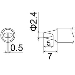 Hakko T22-D24. Soldering tip Shape-2.4D * Heavy Duty Type