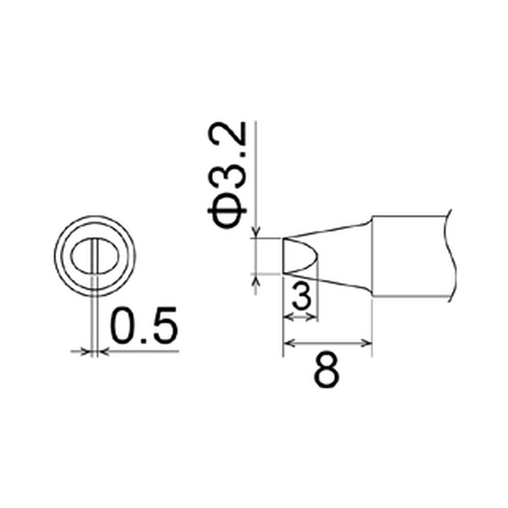 Hakko T22-D32. Soldering tip Shape-3.2D * Heavy Duty Type