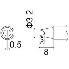 Hakko T22-D32. Soldering tip Shape-3.2D * Heavy Duty Type