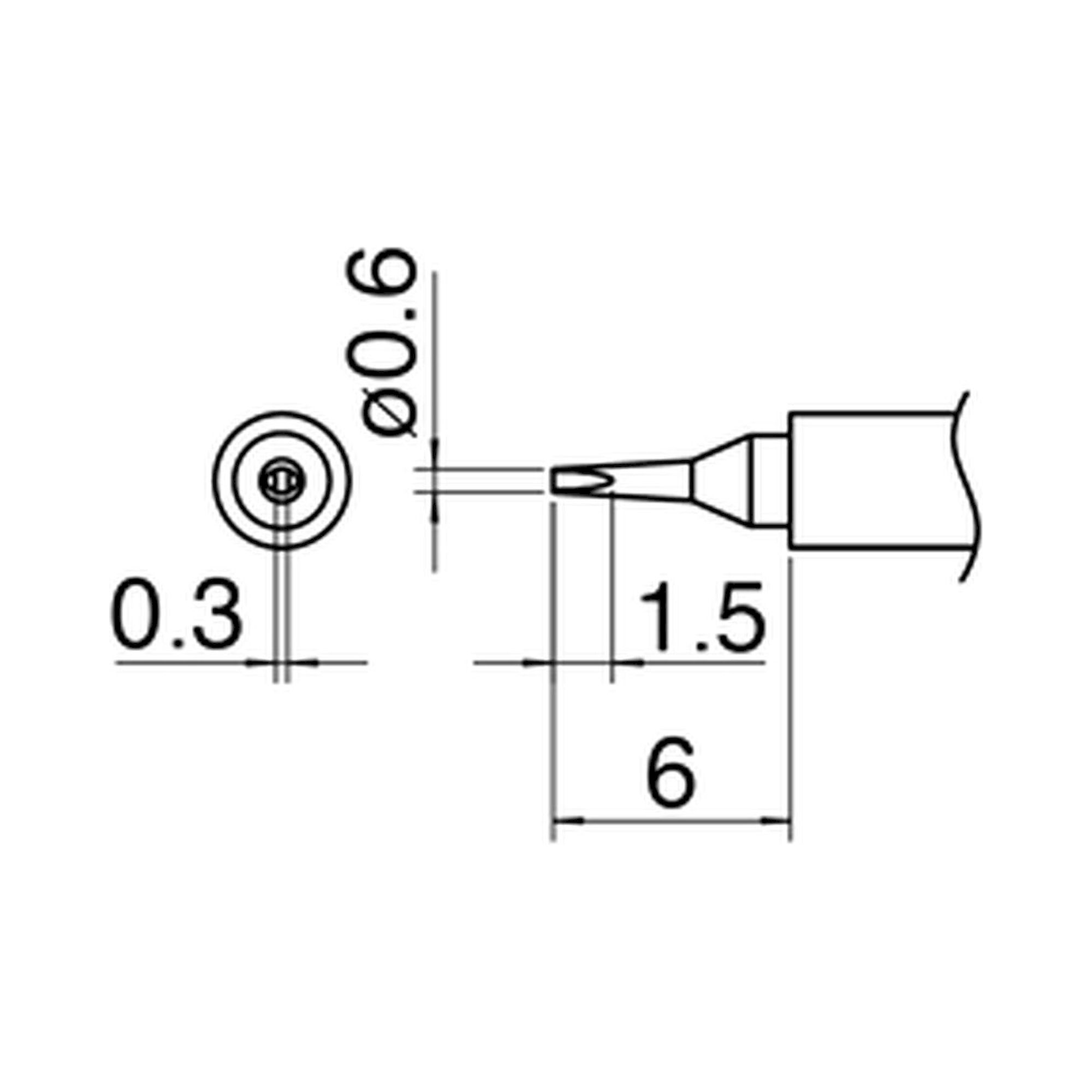Hakko T30-D06. Soldering tip Shape-0.6D C5041 Nozzle assembly D