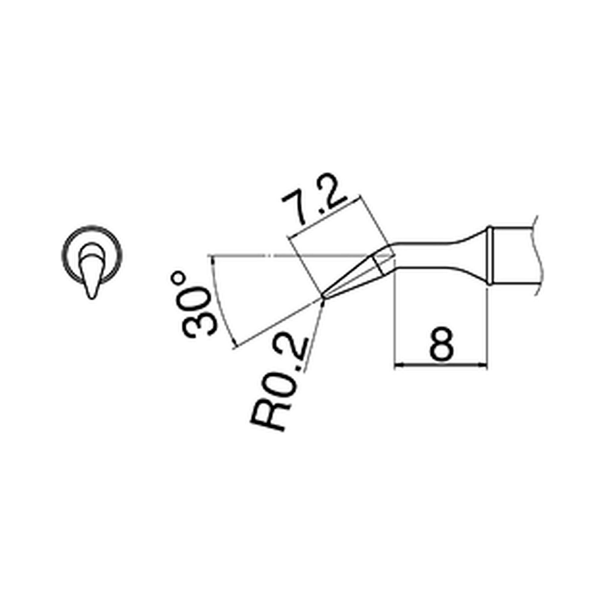 Hakko T31-02JL02. Soldering tip Shape-0.2RLB