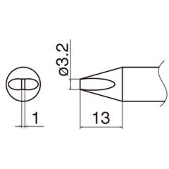 Hakko T33-D32. Soldering tip Shape-3.2D