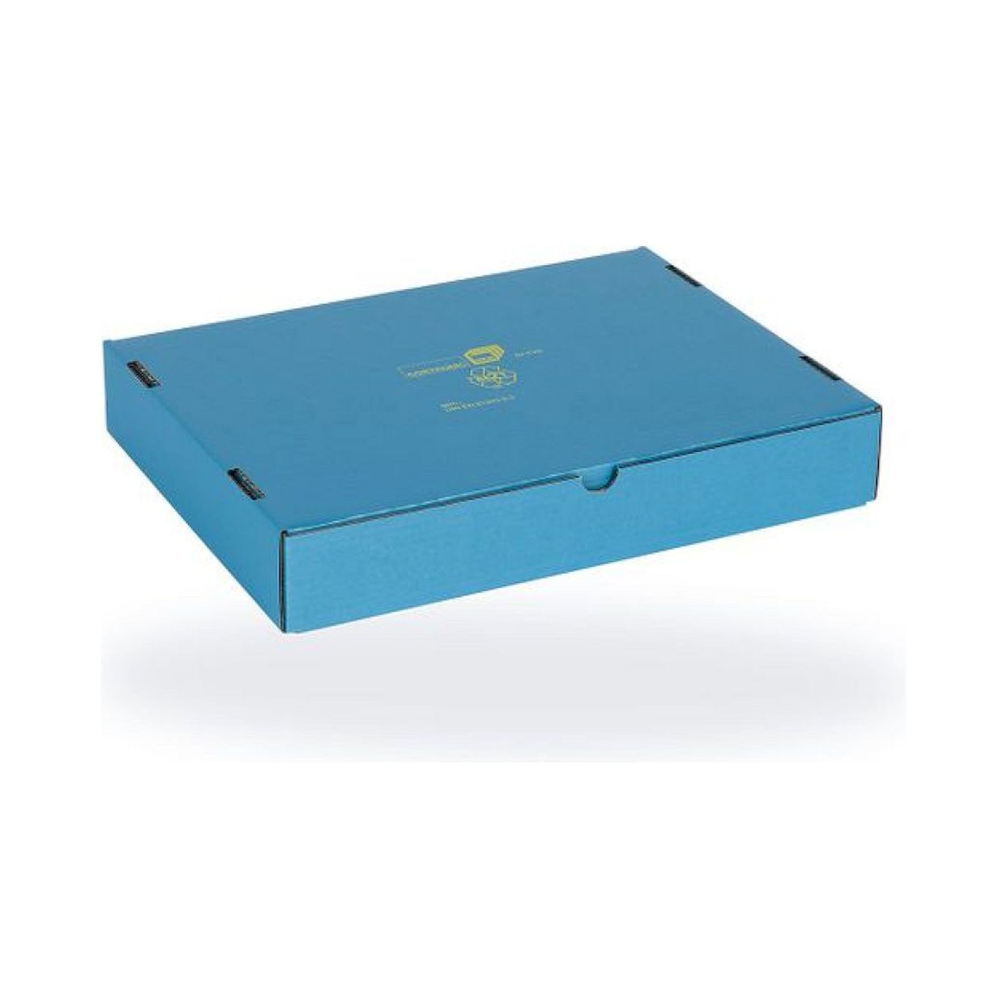 Hans Kolb 10002946-0001. ESD shipping box (70-TVS) with warning print, 480x360x64mm, blue