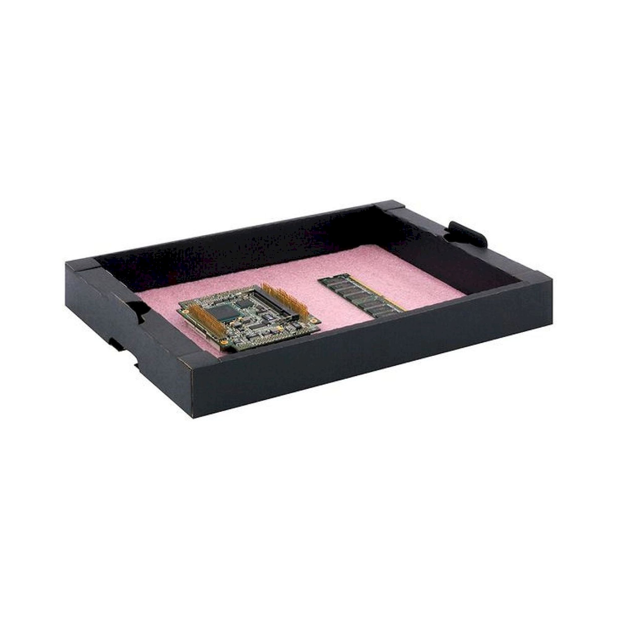 Hans Kolb 10003254-0001. ESD Tray lying flat, stackable with pink foam, 297x230x55 mm, 06-CTR-AS