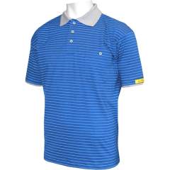 HB protectionbekleidung 08011 86004 000 2031-XL. ESD polo shirt CONDUCTEX men, short-sleeved, blue/grey, chest pocket, XL