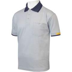 HB protectionbekleidung 08011 86004 000 2064-L. ESD polo shirt CONDUCTEX men, grey/dark blue breast pocket, L