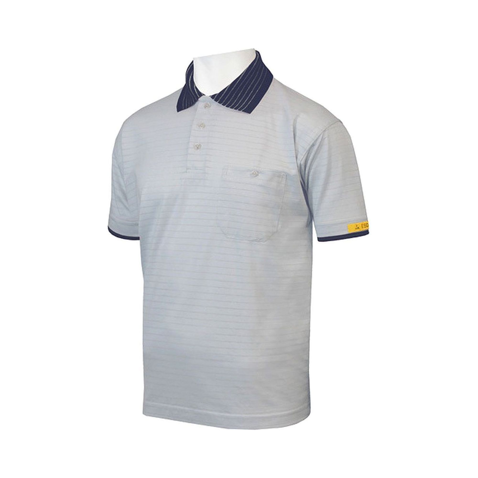 HB Schutzbekleidung 08011 86004 000 2064-XXXL. ESD-Poloshirt CONDUCTEX Herren, grau/dunkelblau Brusttasche, 3XL