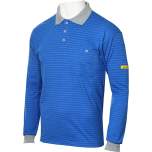 HB protectionbekleidung 08011 86008 000 2031-M. ESD polo shirt CONDUCTEX men, long-sleeved, blue/grey, chest pocket, M