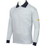 HB protectionbekleidung 08011 86008 000 2064-S. ESD polo shirt CONDUCTEX men, grey/blue, breast pocket, S