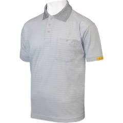 HB protectionbekleidung 08011 86004 002 50-S. ESD polo shirt CONDUCTEX men, grey, breast pocket, S