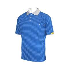 HB Schutzbekleidung 08011 86004 000 2031-4XL. Polo ESD CONDUCTEX hommes, manches courtes, bleu/gris, poche de poitrine