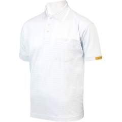 HB protectionbekleidung 08011 86004 002 10-M. ESD polo shirt CONDUCTEX men, white breast pocket, M