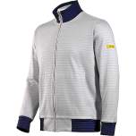 HB protectionbekleidung 08014 86012 000 2064-L. ESD sweat jacket with zip, grey/dark blue 300 g/m2, L