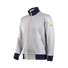 HB Schutzbekleidung 08014 86012 000 2064-XXL. ESD Sweatjacke mit Zip, grau/dunkelblau 300 g/m², 2XL