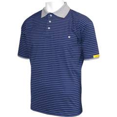 HB protectionbekleidung 08011 86004 000 2042-L. ESD polo shirt CONDUCTEX men, dark blue/grey breast pocket, L