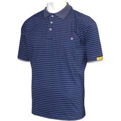 HB protectionbekleidung 08011 86004 002 45-L. ESD polo shirt CONDUCTEX men, dark blue breast pocket, L