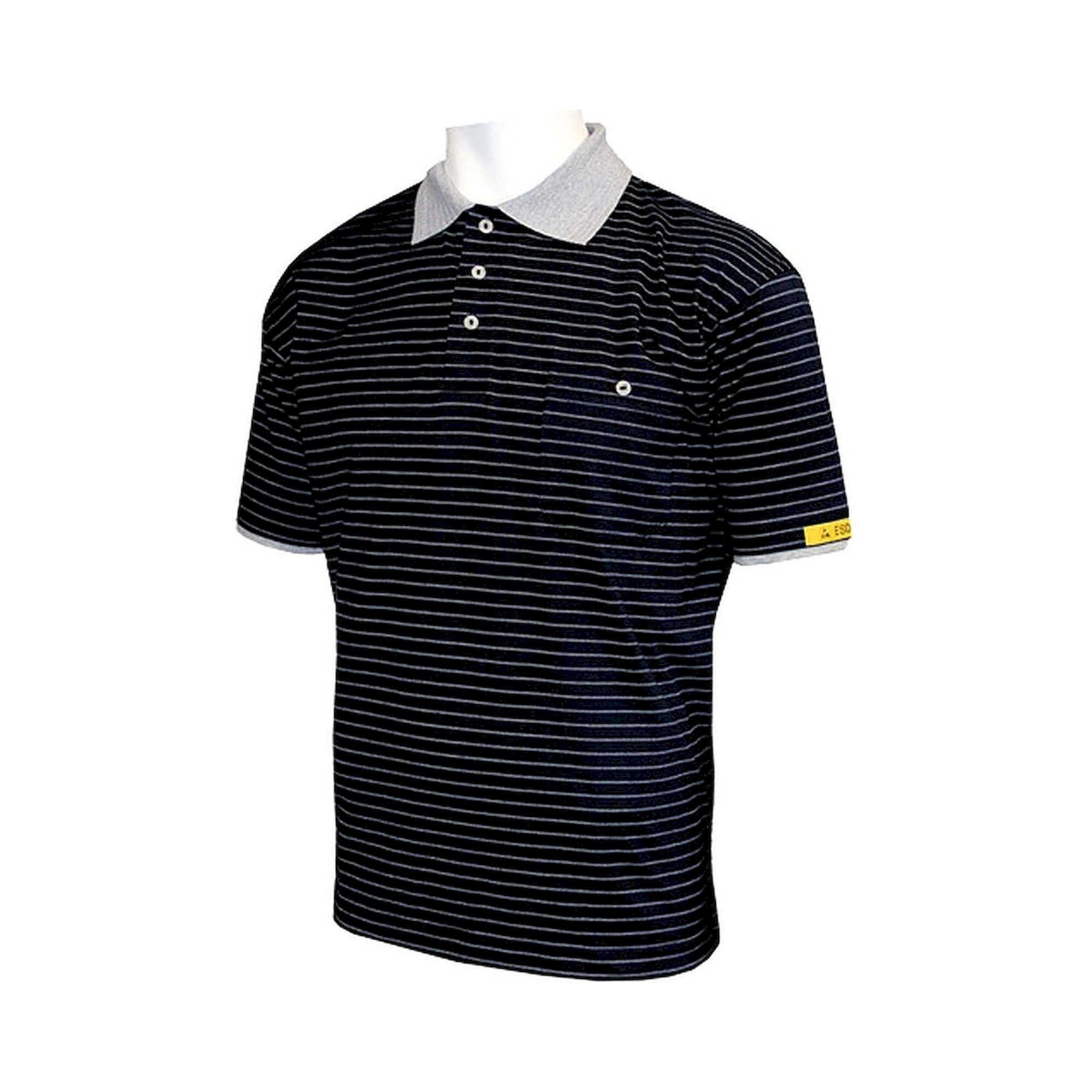 HB Schutzbekleidung 08011 86004 000 2186-M. ESD-Poloshirt CONDUCTEX Herren, kurzarm, schwarz/grau Brusttasche, M