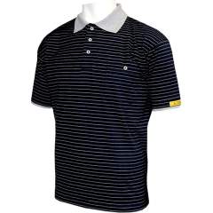 HB protectionbekleidung 08011 86004 000 2186-M. ESD polo shirt CONDUCTEX men, short-sleeved, black/grey chest pocket, M