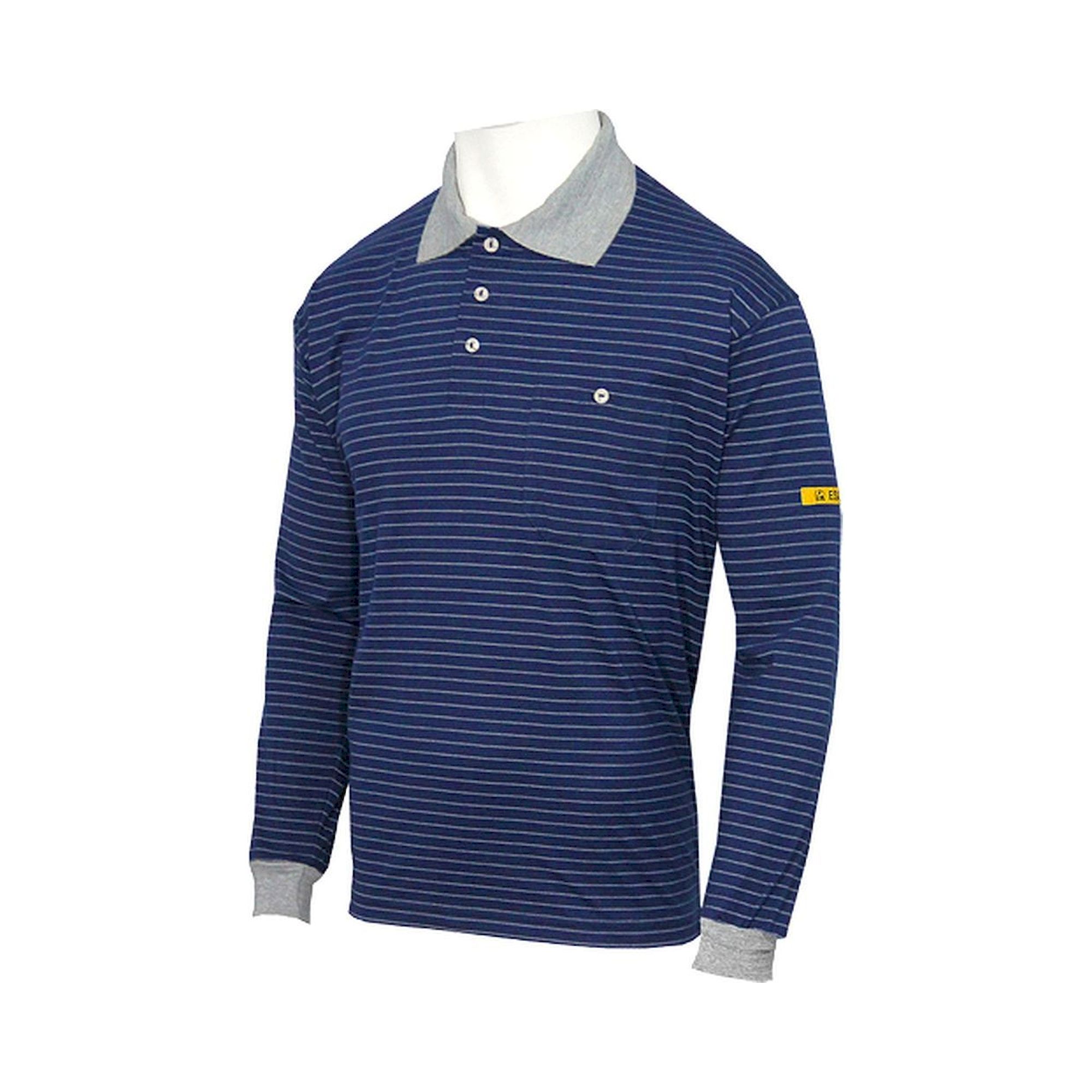 HB Schutzbekleidung 08011 86008 000 2042-M. ESD-Poloshirt CONDUCTEX Herren, langarm, dunkelblau/grau, Brusttasche, M