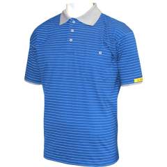ESD-Poloshirt Conductex Damen, kurzarm, blau/grau, Brusttasche
