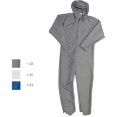 HB protectionbekleidung 06006 37032 000 58-54/56. Cleanroom coverall with hood HABETEX Micronselect, size 54/56, anthracite