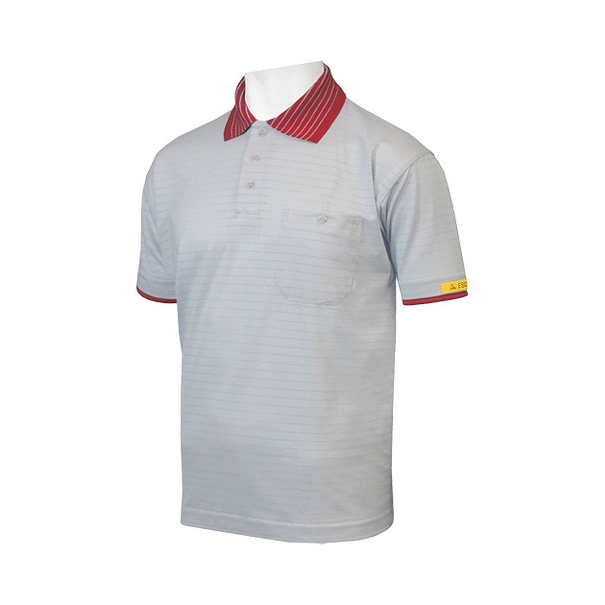 HB Schutzbekleidung 08011 86004 000 2061-S. ESD-Poloshirt CONDUCTEX Herren, grau/rot Brusttasche, S