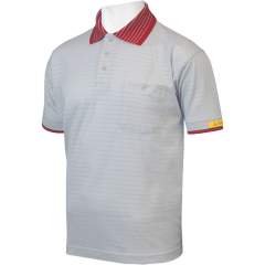 HB Schutzbekleidung 08011 86004 000 2061-S. ESD-Poloshirt CONDUCTEX Herren, grau/rot Brusttasche, S