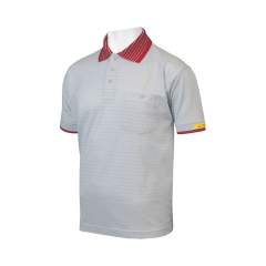 ESD-Poloshirt Conductex Herren, grau/rot Brusttasche