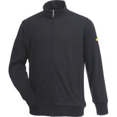 HB protectionbekleidung 08016 86012 005 46-L. ESD sweat jacket with zip, black 305 g/m2, L