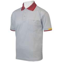 ESD-Poloshirt Conductex Herren, grau/rot Brusttasche