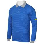 HB protectionbekleidung 08011 86008 000 2031-XS. ESD polo shirt CONDUCTEX men, long-sleeved, blue/grey, chest pocket, XS