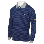 HB protectionbekleidung 08011 86008 000 2042-XS. ESD polo shirt CONDUCTEX men, long-sleeved, dark blue/grey, chest pocket, XS