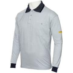 HB protectionbekleidung 08011 86008 000 2064-XS. ESD polo shirt CONDUCTEX men, grey/blue, breast pocket, XS
