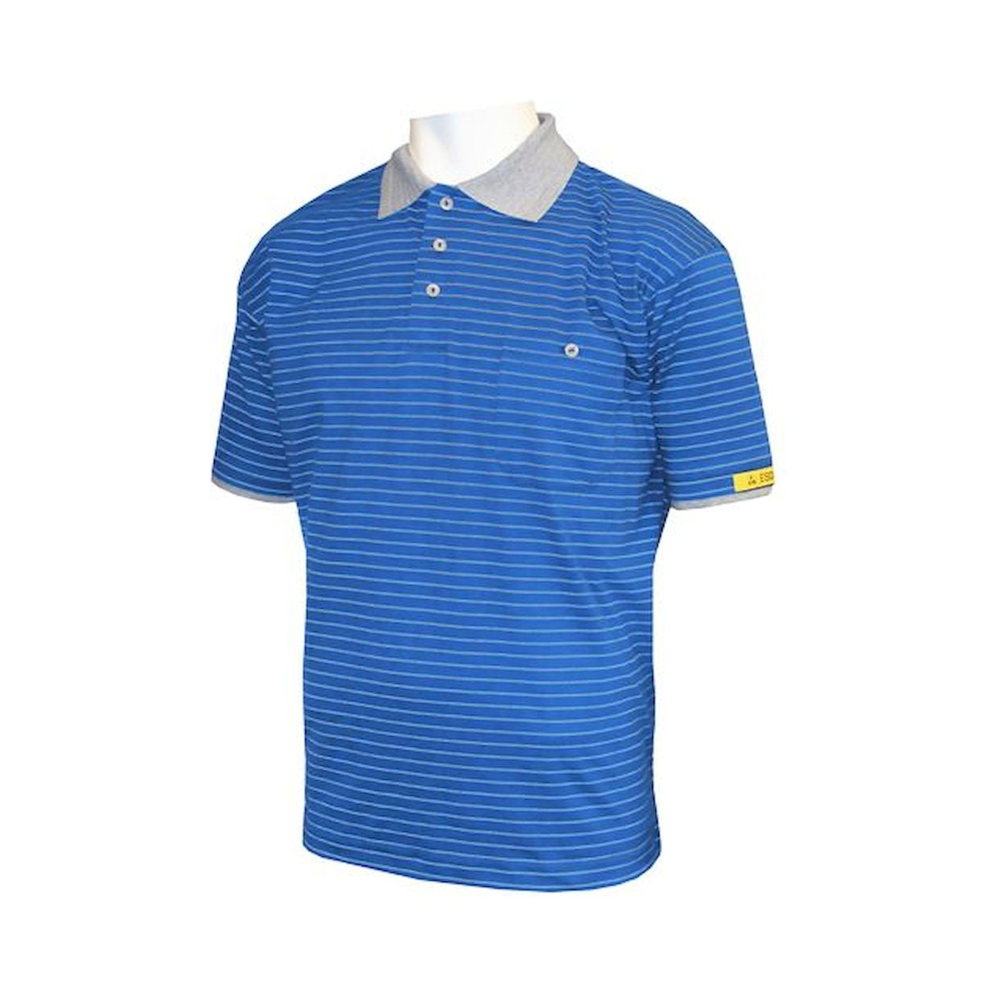 ESD-Poloshirt Conductex Damen, kurzarm, blau/grau, Brusttasche