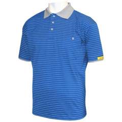 ESD-Poloshirt Conductex Damen, kurzarm, blau/grau, Brusttasche