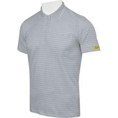 HB protectionbekleidung 08011 86013 001 50-XL. ESD women polo shirt short  SleeveCONDUCTEX Cotton Knit, size XL, silver-grey