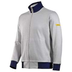 HB protectionbekleidung 08014 86012 000 2064-XS. ESD sweat jacket with zip, grey/dark blue 300 g/m2, XS