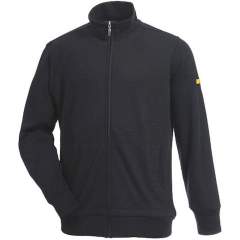 HB protectionbekleidung 08016 86012 005 46-S. ESD sweat jacket with zip, black 305 g/m2, S