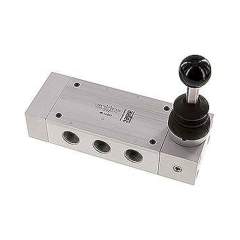 Airtec HF 12 533. 5/3-Wege Handhebelventil, Mittelstellung entlüftet, Federrückstellung, G 1/2"