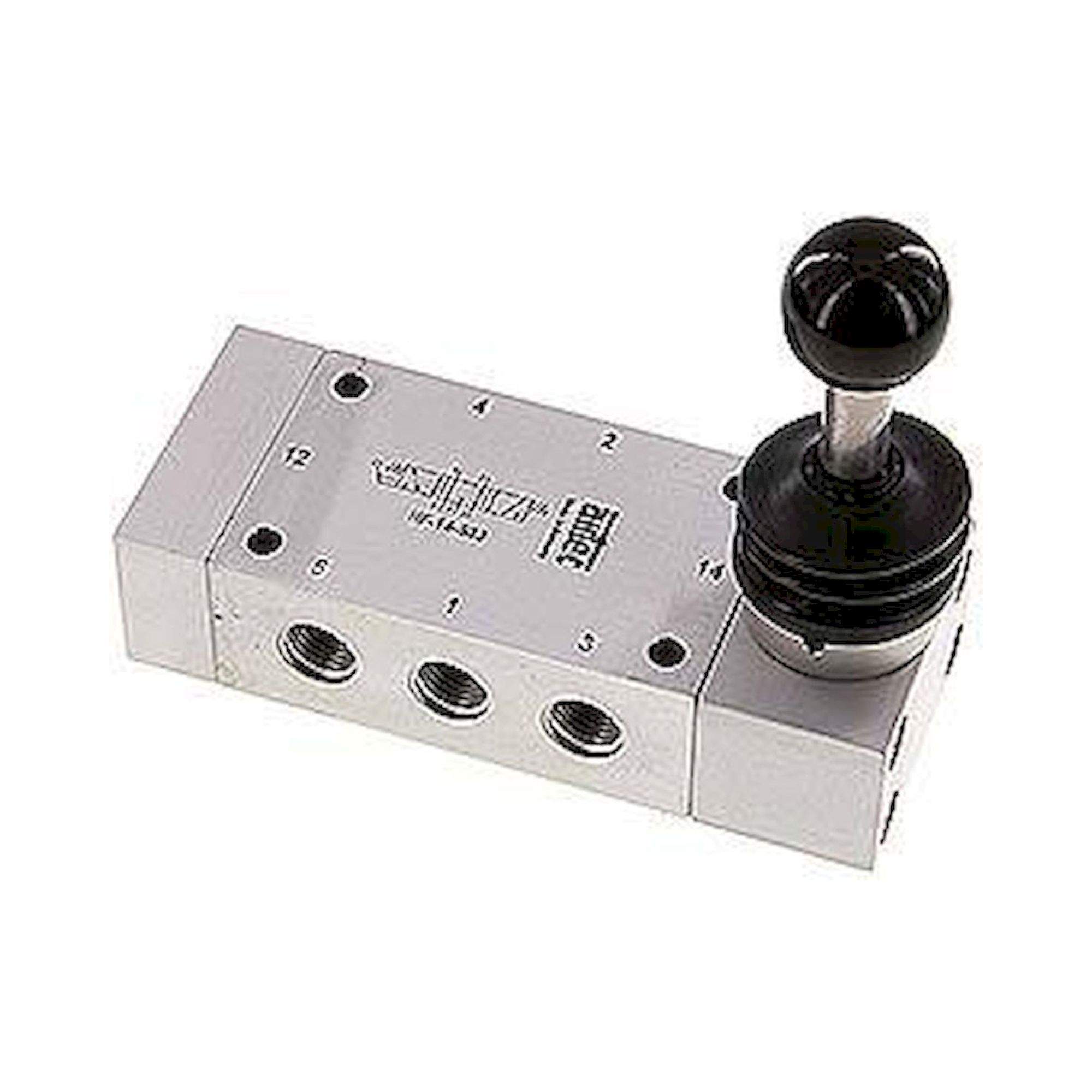 Airtec HF 14 533. 5/3-Wege Handhebelventil, Mittelstellung entlüftet, Federrückstellung, G 1/4"