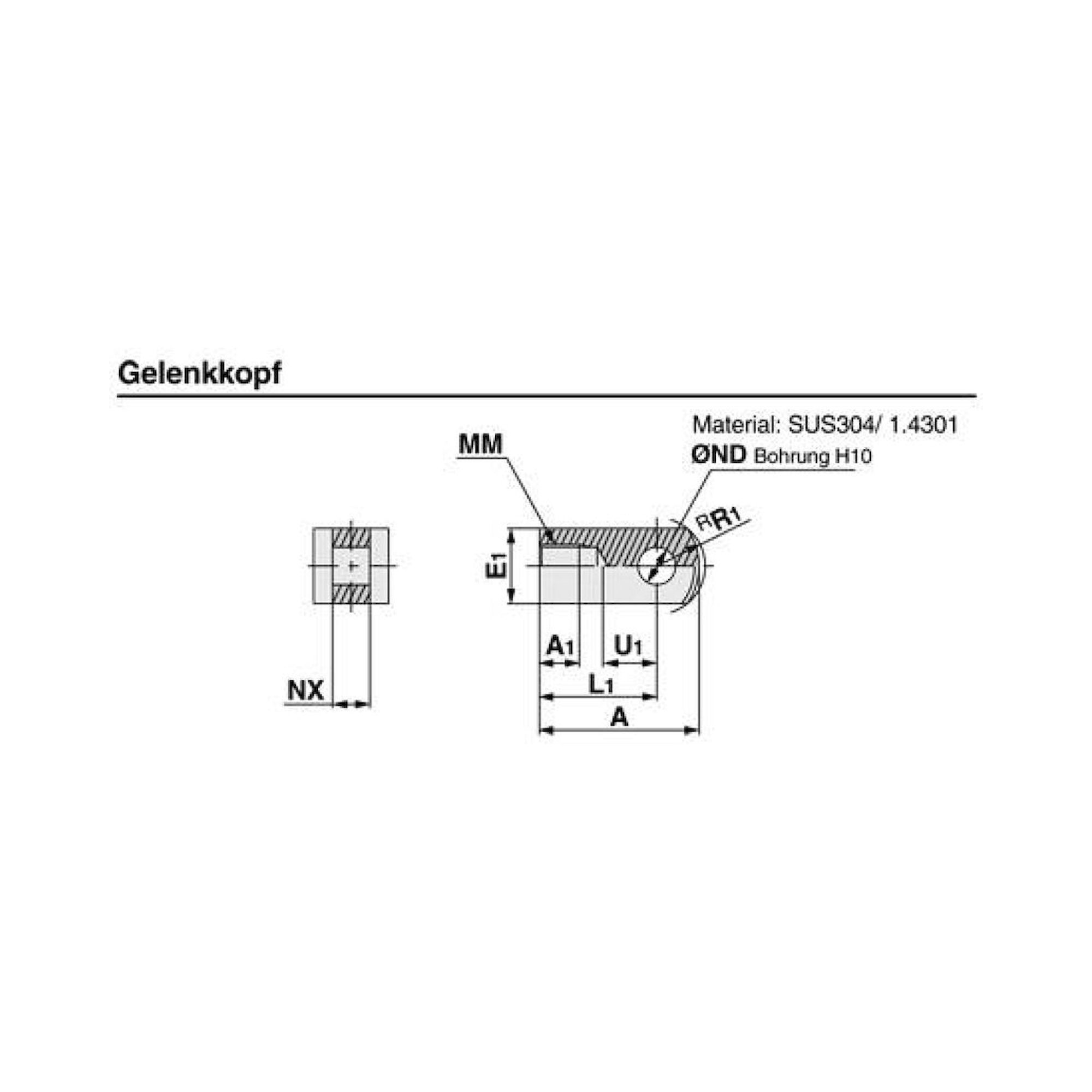 SMC I-G10. Single Knuckle Joint - I