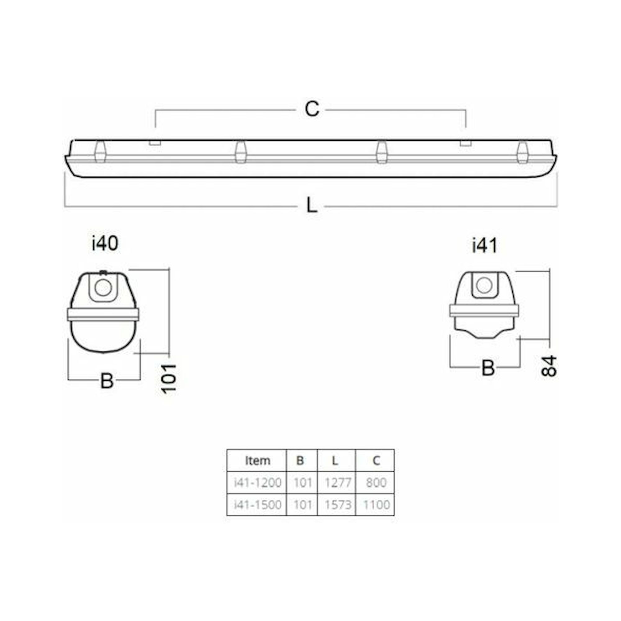 Glamox i40-1500 luminaire LED, 5691 lm, 4000 K, blanc variable